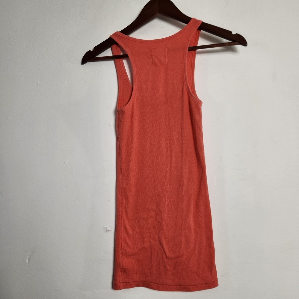 PINK Victoria's Secret XS Coral Ribbed Racerback Tank Top Stretch Y2K Casual Dog - Picture 2 of 6
